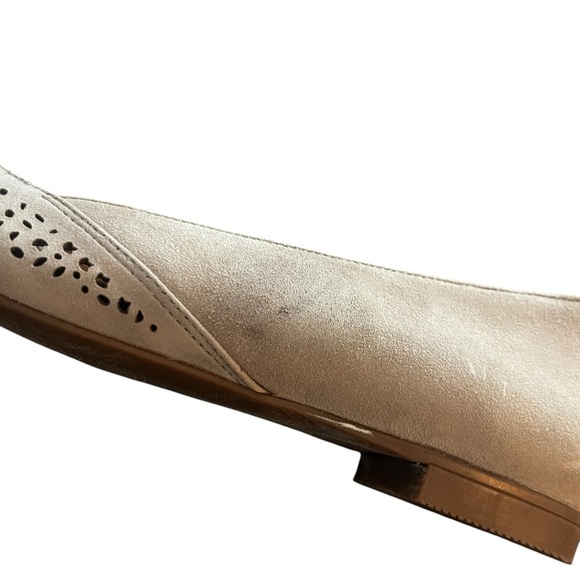 Vionic Carmela Dark Taupe Perforated Suede Almond Toe Flats 7 - Picture 2 of 8